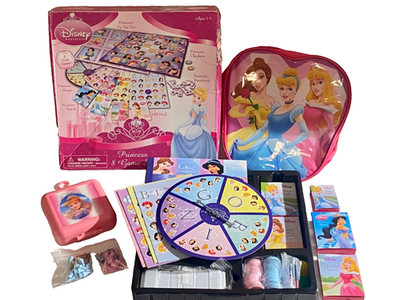 Disney Princess 8 Game Set Plus Travel Checkers and Small Tote Bag
