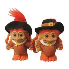 2 Russ Troll Dolls Thanksgiving Day Turkey 5”vtg