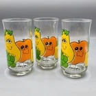 Vtg 1970s Nancy Lynn 3 Drinking Glasses Anthropomorphic Smiling Fruit Retro 6"