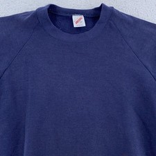 Vintage 90s Jerzees Navy Blue Raglan Sweatshirt Mens Small Blank Crewneck USA
