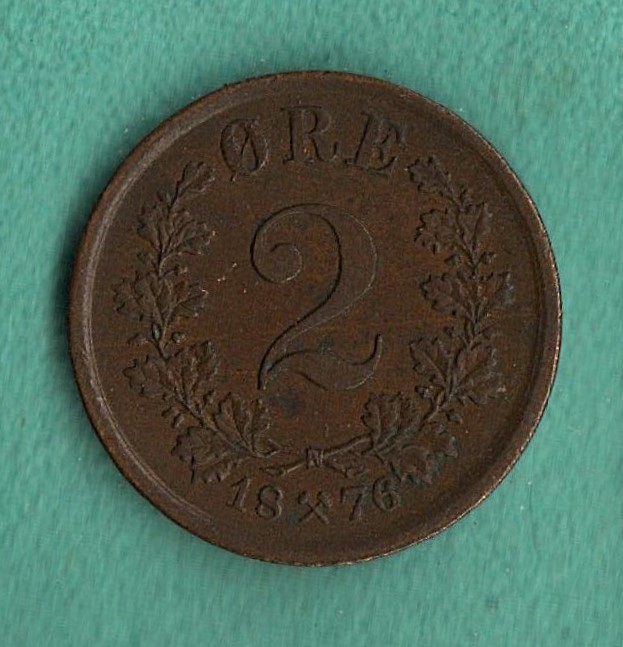 1876 Norway 2 Ore Coin - Norway 2 öre - XF