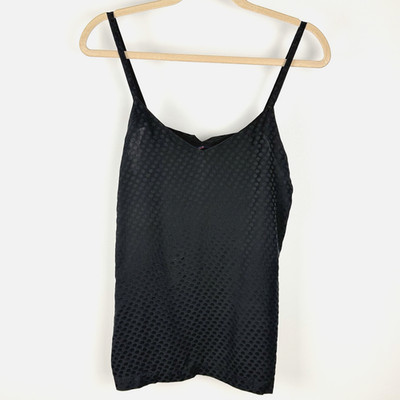 Vtg Silk Camisole Lingerie Daniel Hechter Paris S Black Oval Patterned 60s 70s