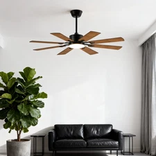 Black 52 inch Ceiling Fan Light with APP & Remote 6 Speeds 3CCT Reversible Motor