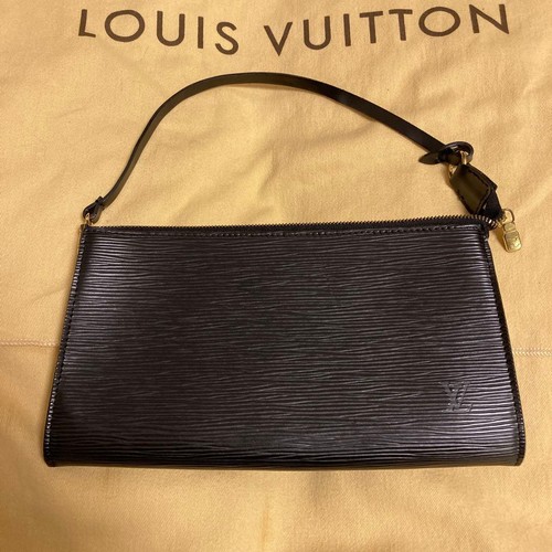 Louis Vuitton Monogram Epi Leather Accessory Pouch Black Gold Unisex VIN