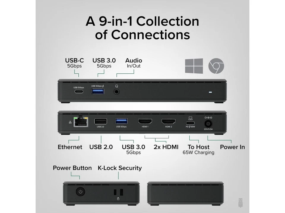 Plugable USB C Docking Station Dual Monitor 2 HDMI Ports, Laptop Charging, Dual - Image 2 of 4