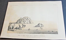 1855 Chromolithograph-Point of Rocks covered with a Calcareous Incrustation.RARE