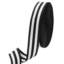 1" Stripe Grosgrain Ribbon 25 Yard Craft Wrap Ribbon 3 Black/2 White
