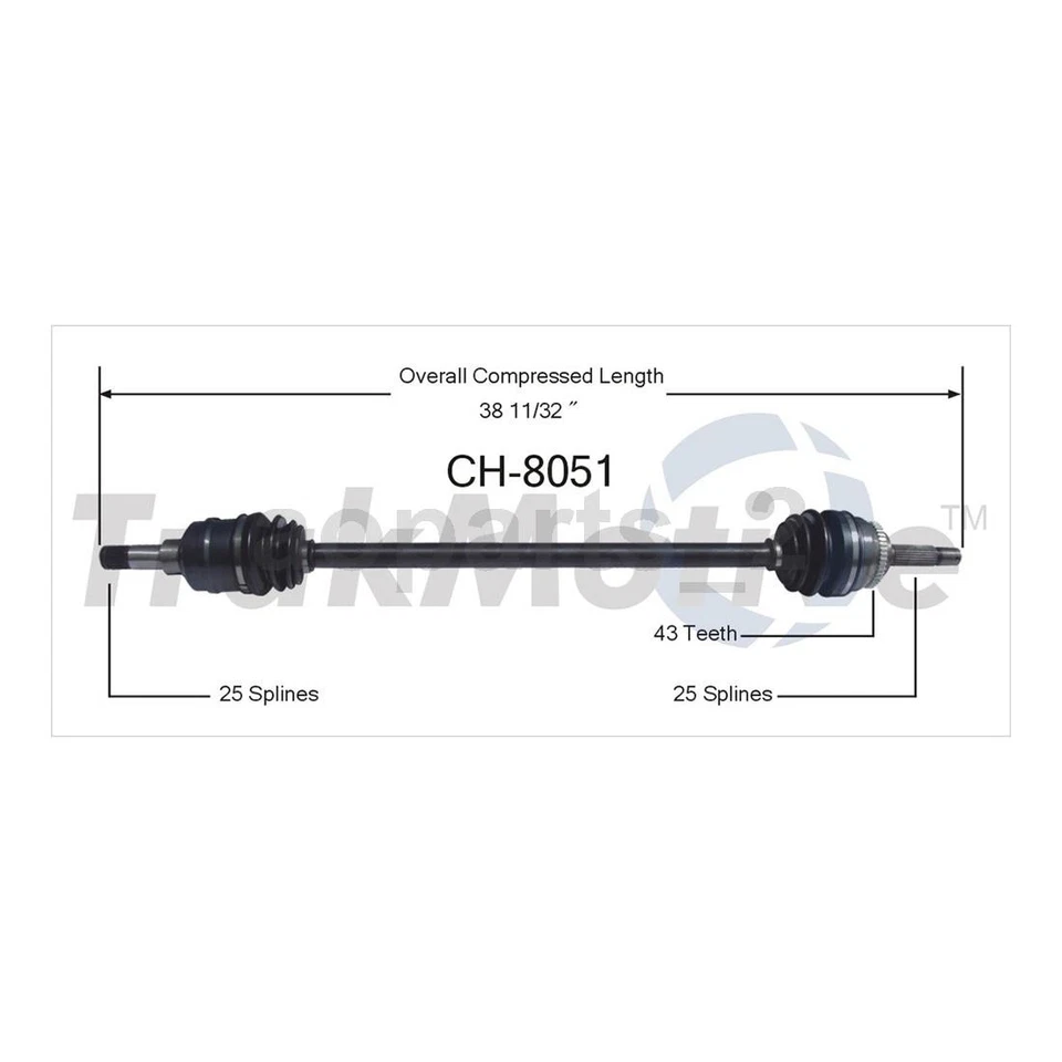 2 Front TrakMotive CV Axle Joint Shaft For Dodge Avenger 1999 1998 1997 1996 - Image 2 of 3