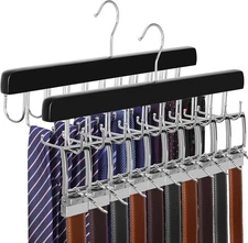 TOPIA HANGER 2 Pack 2 in 1 Belt Tie Hanger for Closet Max 60 Black-2 