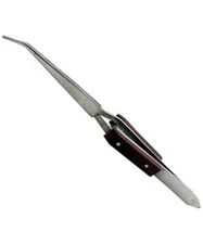 Fiber Grip Soldering Crosslock Tweezers Curved Tip  6 1/4"