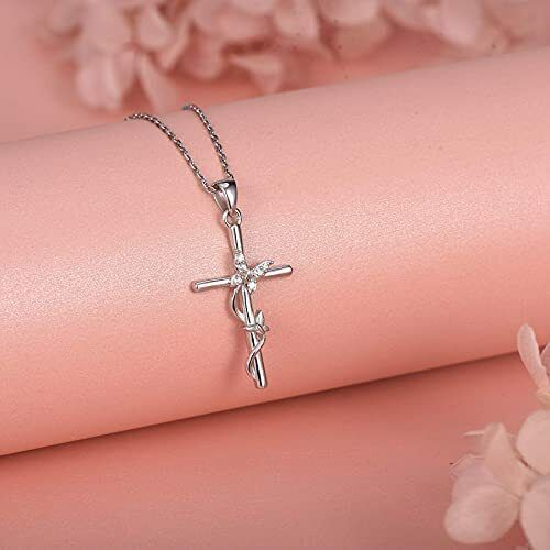 Butterfly Cross Necklaces for Women 925 Sterling Silver Jewelry Gifts For Girls - Picture 2 of 6