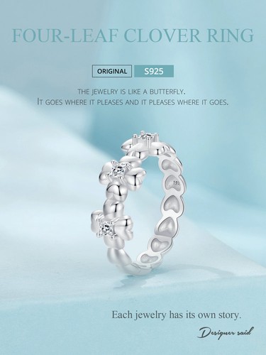 Anello Trifoglio Quattro Foglie Vroco Classic Real Argento Sterling 925 Donna Regalo Gioielli - Foto 14 di 15