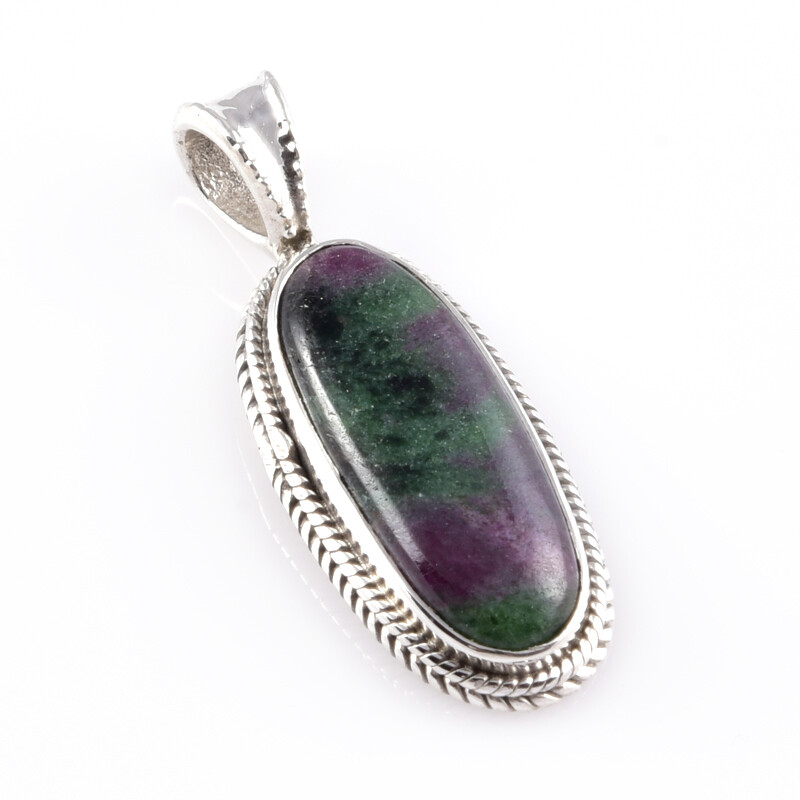 Ruby In Zoisite Handmade Lab-Created 925 Sterling Silver Gift Pendant 1.3