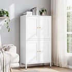 43" Tall Kitchen Pantry Storage Cabinet with 4 Doors and 2 Adjustable Shelves