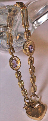 Brand new 9ct gold heart bracelet with amethyst stones!! - Picture 3 of 6