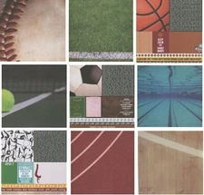 23 Sports Scrapbook Papers U-PICK Baseball Basketball Football Tennis Track BMX