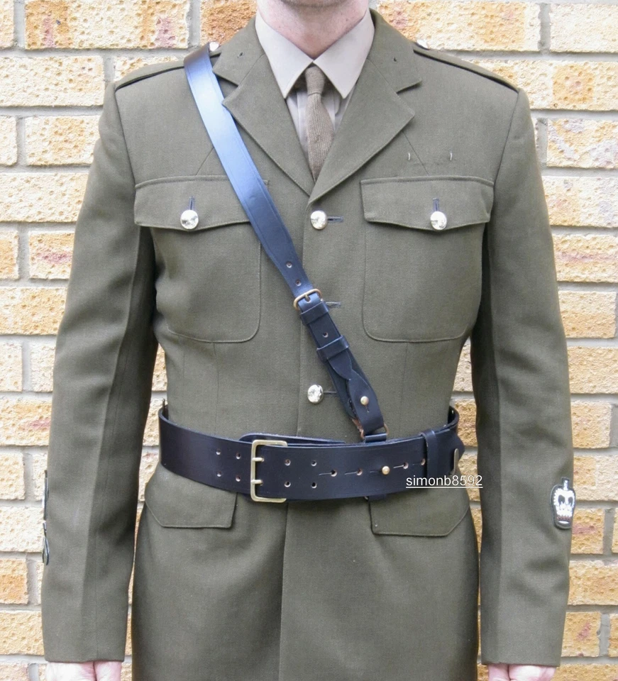 Leather Sam Browne Belt British Army Surplus Uniform Dress Buckle Shoulder Strap - Image 1 of 1