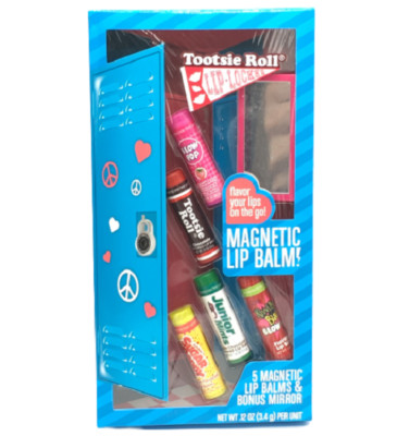 5 Lotta Luv Lip Locker Magnetic Lip Balm Mirror Set Tootsie Sugar Daddy Blow Pop