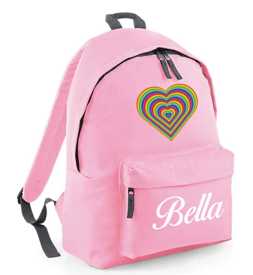 BAG BASE Personalisierter Kinder Rucksack beliebiger Name Text Mädchen Jungen Kindergarten Tasche Liebe Herz