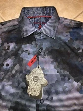 Luchiano Visconti Casual Shirt Mens S Blue & Gray Abstract Print L/S NWT $125