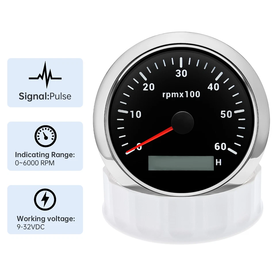 7 Gauge Set 85mm GPS Speedometer 80MPH Tachometer 6000RPM Gauge for Boat Truck - Image 2 of 4