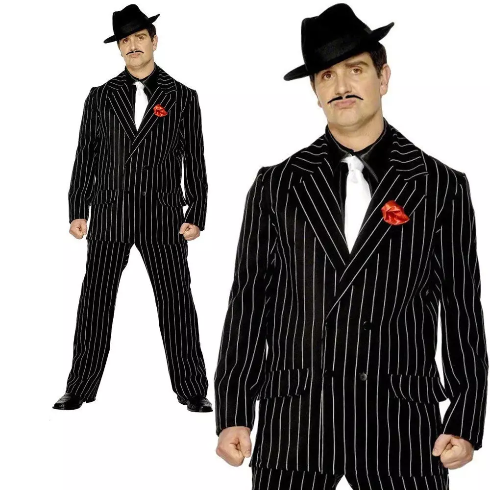 Kids Boys Gatsby Gangster Mob Mobster Costume Zoot Suit 20s Gangsta  Pinstripe