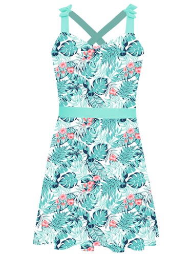 Girl One Piece Swimsuit with Skirt Bathing Suit Swimwear Bathing Suit Hawaiian - Picture 18 of 63