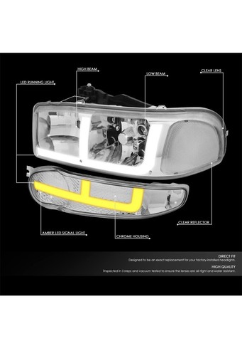 DNA MOTORING HL-LB4-DAN99-CH-CL1 Pair Of Chrome Housing Headlights - Picture 2 of 8