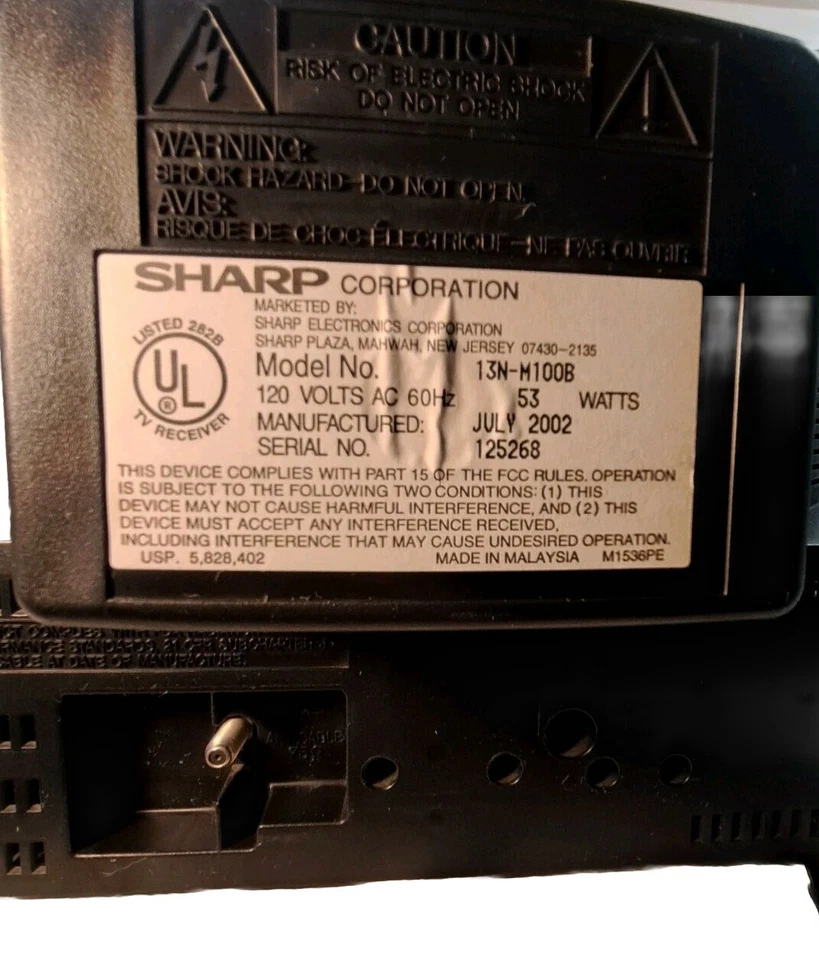 Sharp 13N-M100B 13" Color Retro Gaming CRT TV No Remote TESTED Very Clean RCA WY - Image 4 of 4