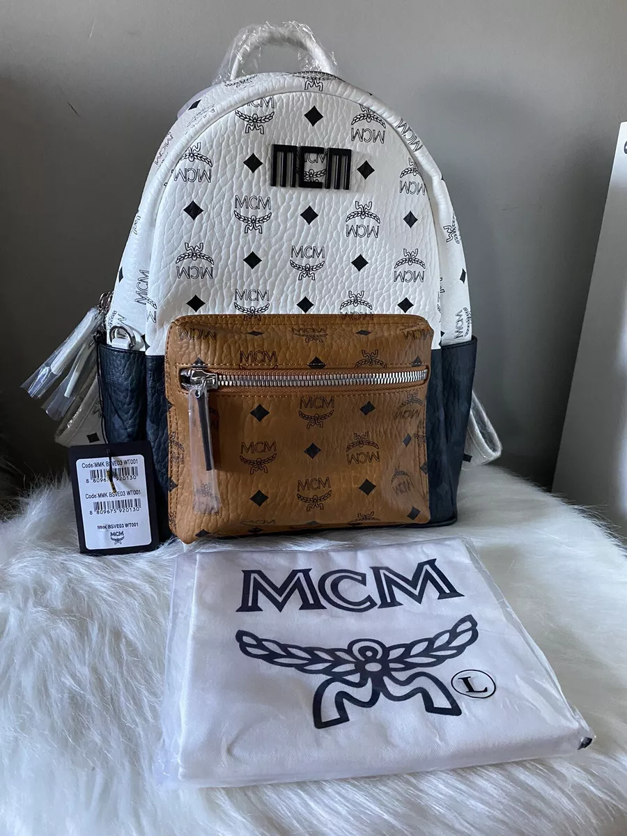 MCM Stark Classic Visetos Canvas Backpack Beige