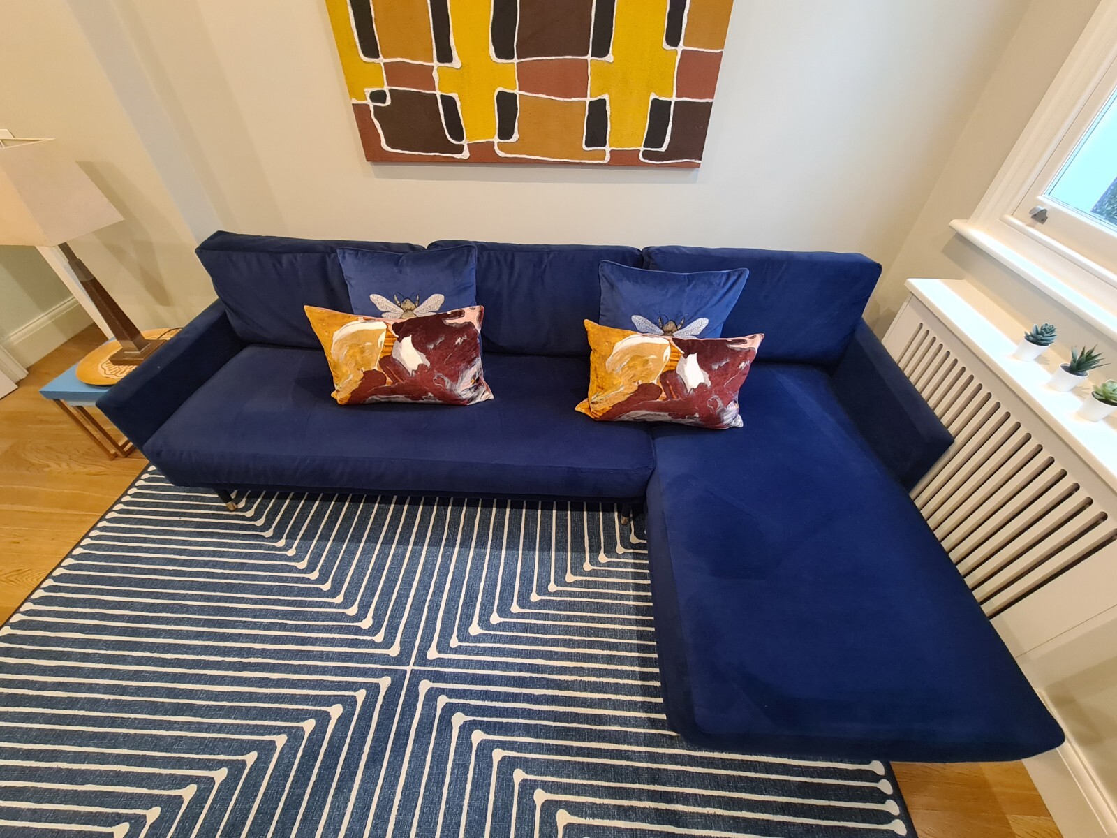 Ruggable Jonathan Adler Inkdrop Lapis Blue Plus Cushioned Pad 185 X 275