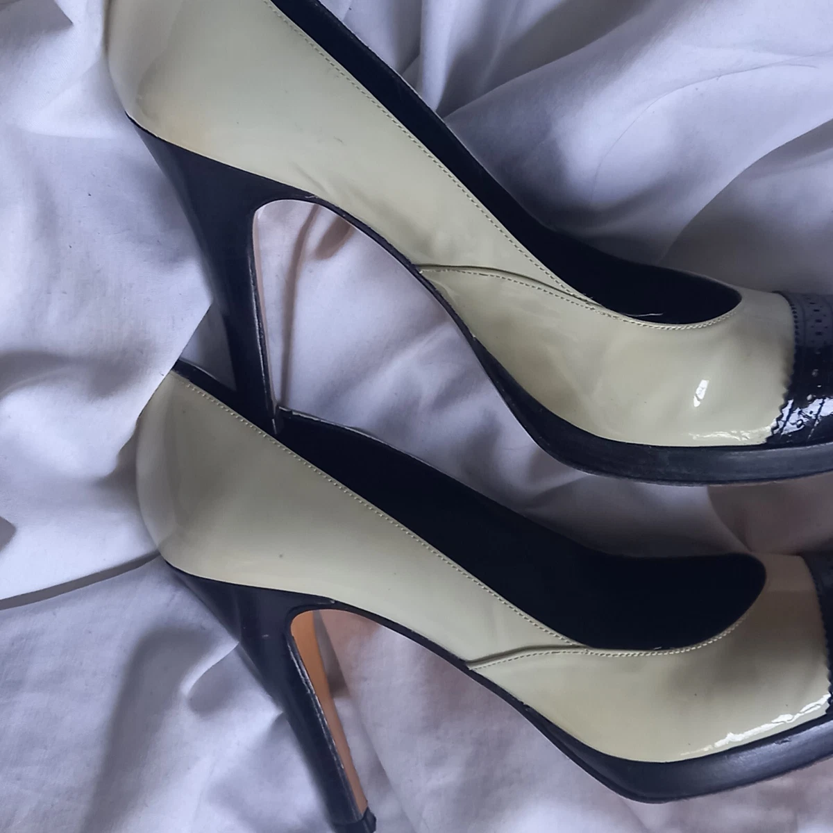 Black and cheap cream court shoes