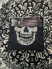 Dark Enchantment Sequin Skull Table Runner 13”x72” NWT
