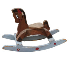 Vintage Painted Wood Wooden Rocking Horse Children  s Toy