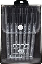 Copic Too Markers 7-Piece Multiliner Inking Pen Set A-2, Black From Japan