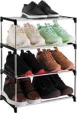 4-Tier Stackable Small Shoe Rack, Lightweight Shoe Shelf Storage Organizer 