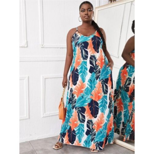 Camdoria Maxi Dress Tropical Print Sleeveless Vacation Summer Dress XXL NWT