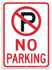 No Parking Sign With Symbol Sign, 14 x 10 Inches Reflective .40 Rust Free Alu...