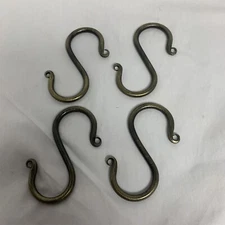 S Hooks Set Of 4 Hand Forged 4 Inch Iron Brass Brushed Decorative Hand Made