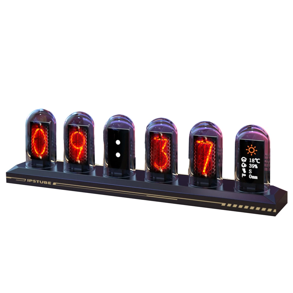 RGB Nixie Tube Clock LED Glows IPS Color Screen Gaming Desk Decor DIY background - Image 4 of 4