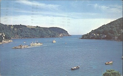 Mouth of River Dart, Dartmouth, Devon UK Postkarte 1960 Plastichrome
