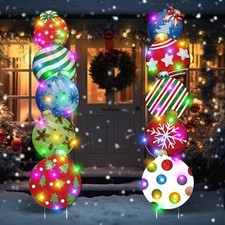 10 Pcs Christmas Outdoor Yard Signs Christmas Balls Decoration with 10 Light ...