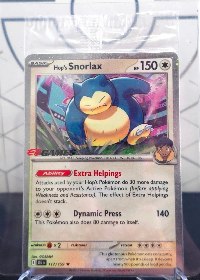 Hop's Snorlax 117/159 EB GAMES Exclusive Holo Promo Pokemon NEW & SEALED