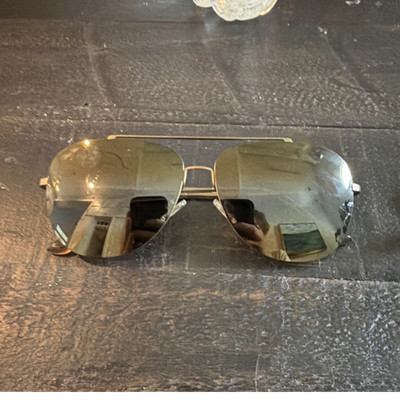 Maui Jim MJ789-16M Rimless Aviator Sunglasses Gold Metal Gray Mirrored