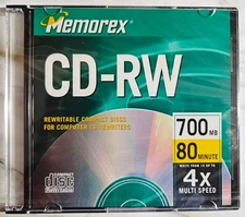MEMOREX CD REWRITABLE 80 MIN CD-RW DISC 700 MB 4X SPEED COMPACT DISC -NEW SEALED
