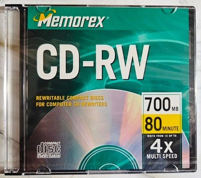MEMOREX CD REWRITABLE 80 MIN CD-RW DISC 700 MB 4X SPEED COMPACT DISC ...