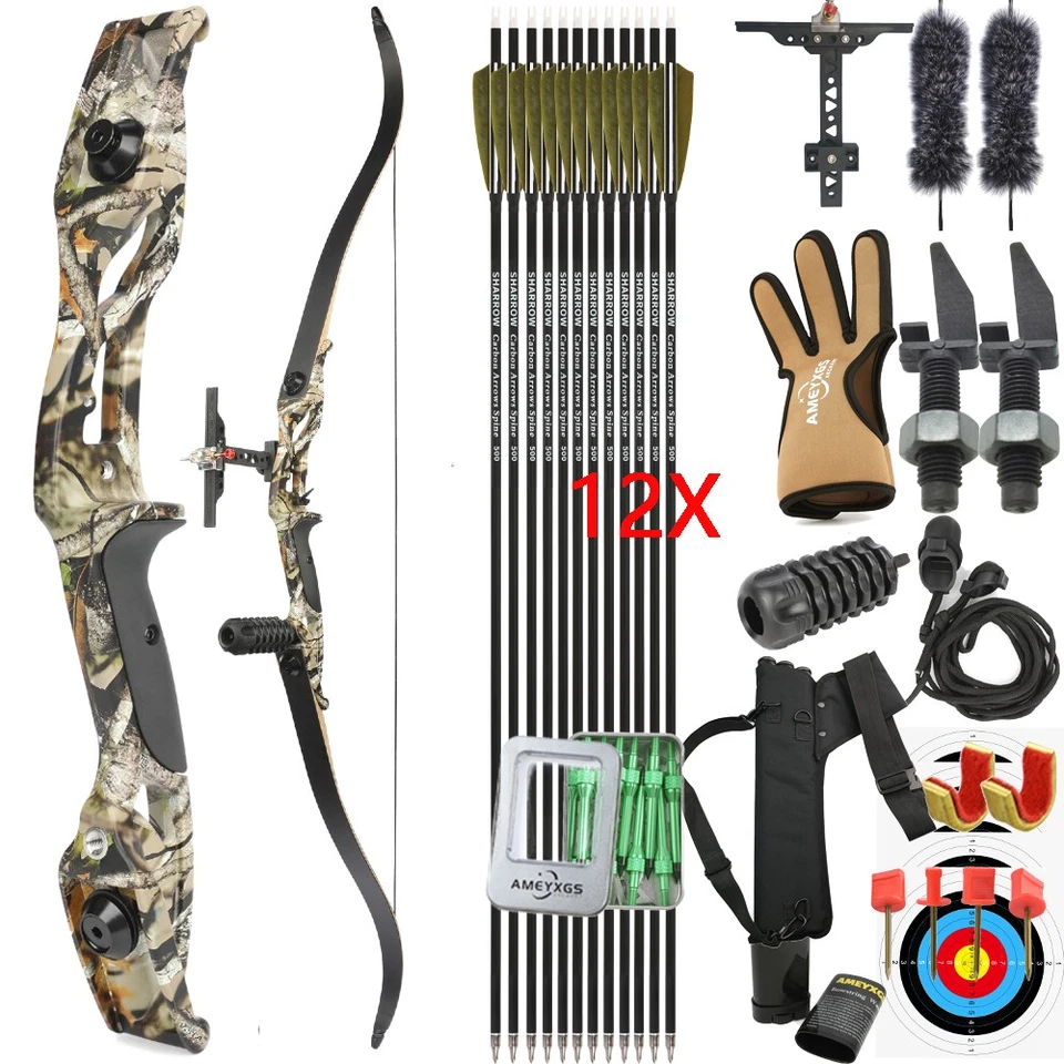 Archery Recurve Bow Set 30-50lbs Limbs Takedown Riser Target Shooting Hunt - Image 3 of 4