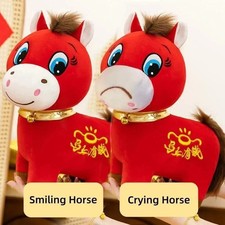 Year of The Horse 2026 Plush,Funny Smiling/Crying Horse Plushie Figurine 