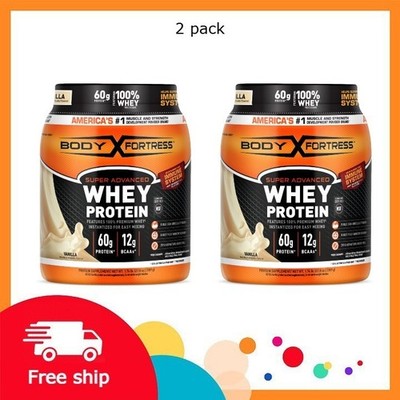 Body Fortress Super Advanced 100% Premium Whey Protein Powder, Vanilla, 2 pack