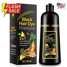 Black Hair Dye Shampoo 3 in 1 500ml Hair Color Shampoo Instant Grey Coverage
